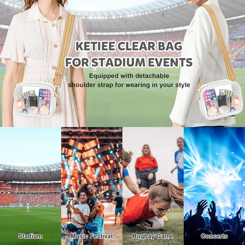 KETIEE Clear Crossbody Bag, Stadium Approved Clear Purse Bag for Concerts Sports Events Festivals - Image 3
